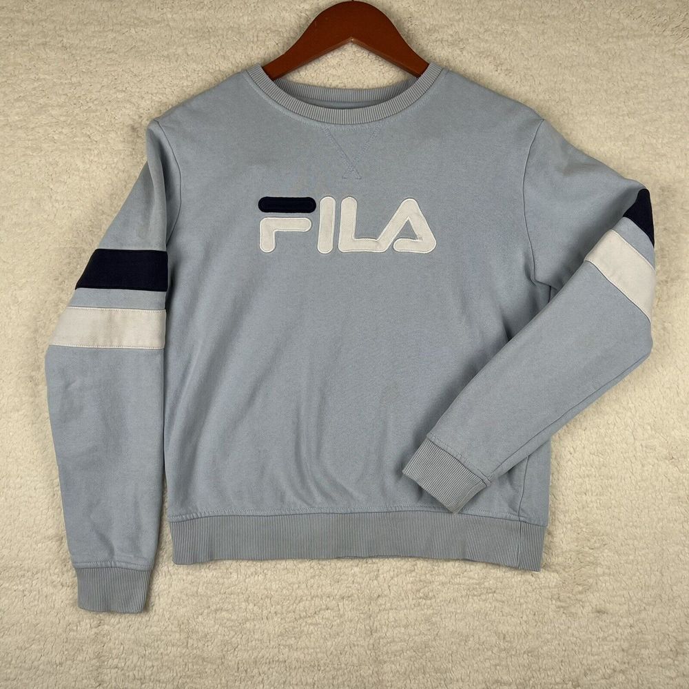 FILA Sweater‎ Womens Small Blue Casual Sweatshirt Graphic Logo Pullover